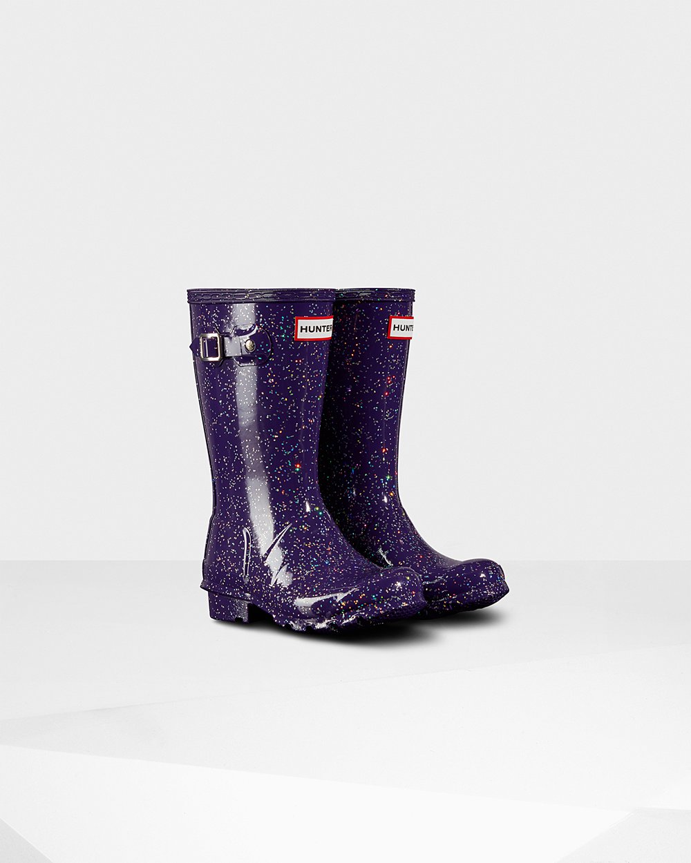 Kids Rain Boots - Hunter Original Big Giant Glitter (02LVCERGH) - Blue Purple